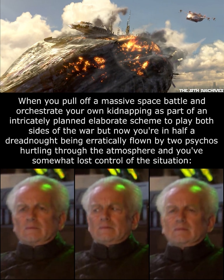 This meme is a humorous take on the infamous "I find your lack of faith disturbing" line from the Star Wars franchise. The image shows a screenshot of a Star Wars character (Darth Vader) with a caption that starts with "When you're trying to be intimidating but..." and then lists a series of ridiculous and humorous scenarios that are the opposite of intimidating, such as "accidentally farting during a duel" and "getting your cape caught on a door handle."